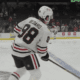 Connor Bedard #98 of the Chicago Blackhawks skates ahead of puck drop against the Dallas Stars on Oct. 26.